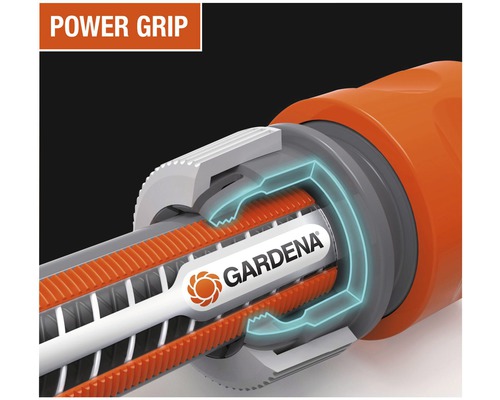Gardena trädgårdsslang detaljbild av Power Grip-tekniken