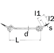 Teknisk ritning av en grindhake med dimensioner