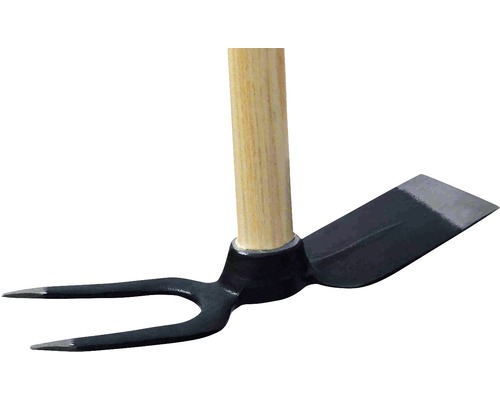 Dubbelhacka med träskaft för trädgårdsarbete