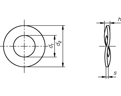 Schematisk representation av en fjäderbricka med mått