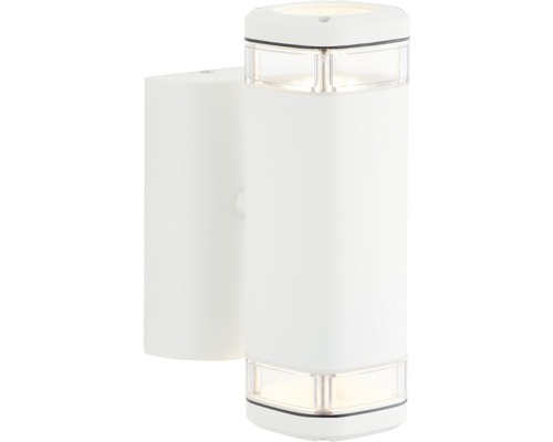 Vit vägglampa för utomhusbruk med två lampor