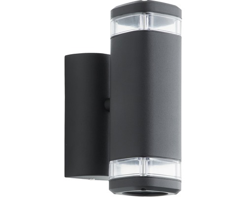 Svart vägglampa med två ljuskällor