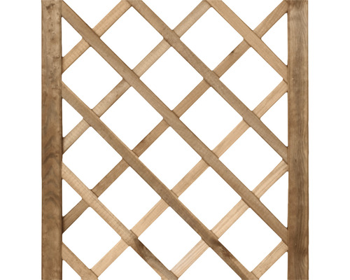 Spaljé i trä med fyrkantiga öppningar