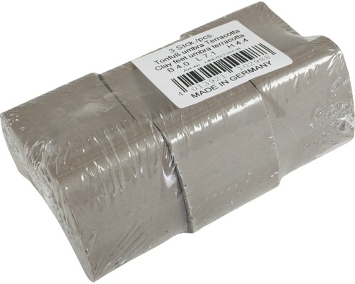 Tre lerafötter umbra terrakotta förpackade i folie