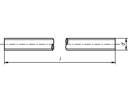 Teknisk ritning av ett rör med längdangivelse