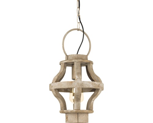 Hänglampa i trä med kedjeupphängning