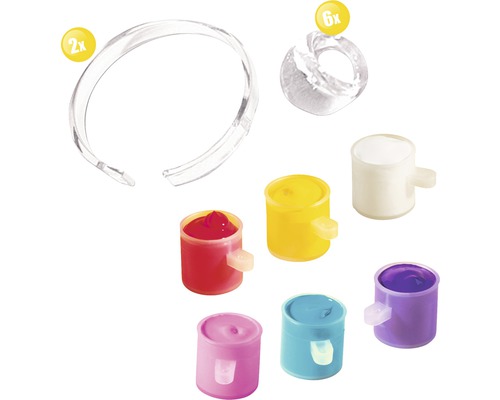 Kreativ set med färgbehållare, armband och ringar för att skapa smycken