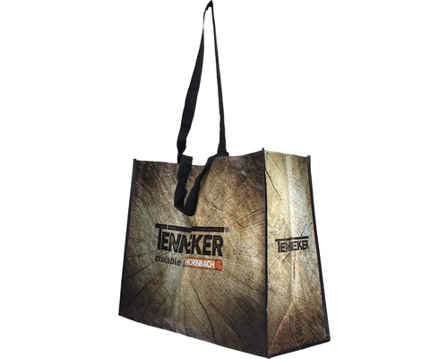 Kasse med Tennaker- och Hornbach-tryck