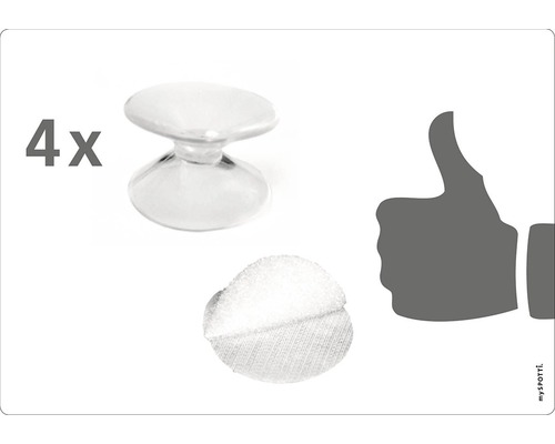 Fyra transparenta möbelknoppar med självhäftande dyna för fastsättning