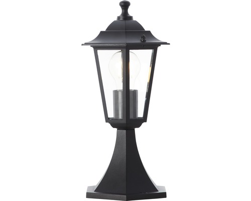 Svart pollare med glödlampa