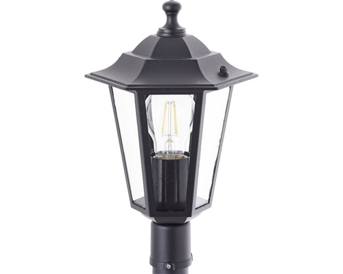 Svart trädgårdslampa med klart glas och glödlampa