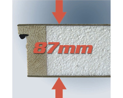 Träskiva med isolering, 87 millimeter tjock