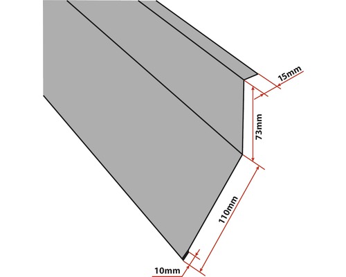 Schema över en vinkelprofil med dimensioner
