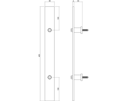 Teknisk ritning av en hyllkonsol med mått