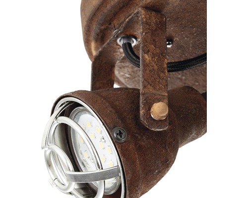 Taklampa i metall i industriell design med LED-lampa och skyddsgaller