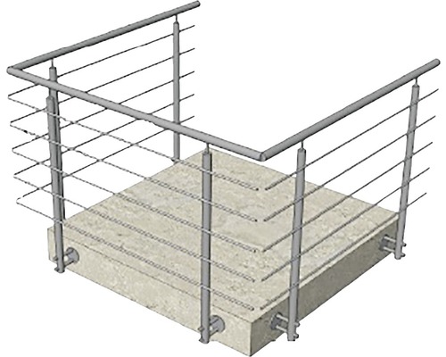 Rostfritt stålräcke på en betongplattform