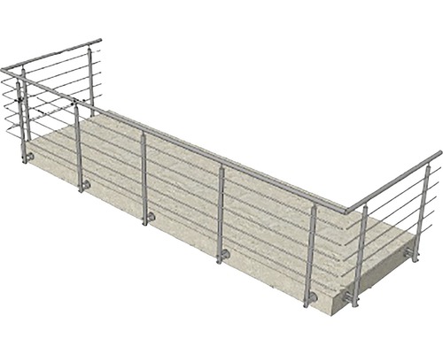 Rostfritt stålräcke på betongkonstruktion