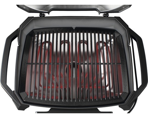 Öppen elektrisk grill med grillgaller och värmeelement