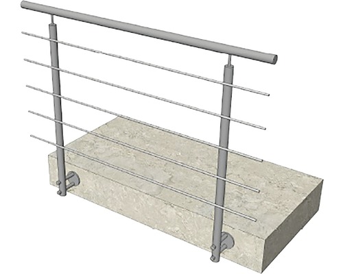 Räcke i rostfritt stål på betongyta