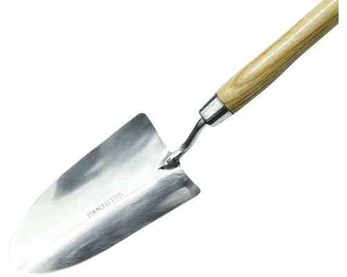 Planteringsspade i rostfritt stål med trähandtag