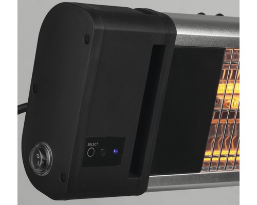 Detaljvy av en infraröd värmare med reglage