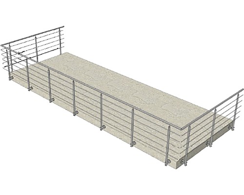 Balkong med räcke i rostfritt stål