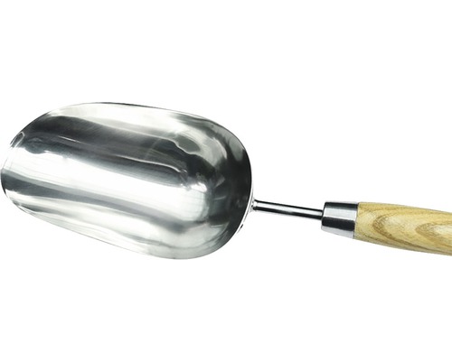 Rostfri skopa med trähandtag