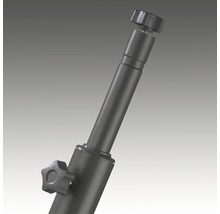 Detaljvy av en stativstång med justeringsskruvar