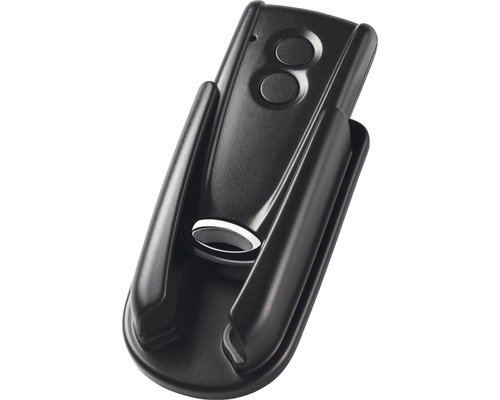 Svart fjärrkontroll med hållare