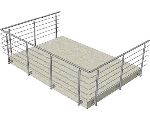 Terrass med räcke i rostfritt stål