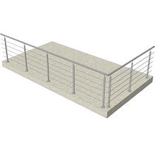 Räcke i rostfritt stål på betongunderlag
