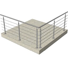 Räcke med rostfria vajrar på betongunderlag