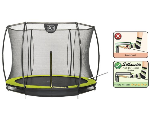 EXIT Silhouette studsmatta med säkerhetsnät och illustrationer om fotskydd