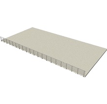 Rektangulär betongyta med metallräcke