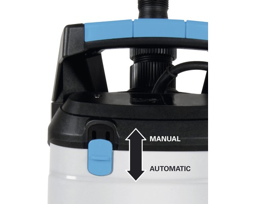 Detalj av en pump med omkopplare för inställning mellan manuell och automatisk drift