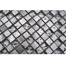 Mosaikplatta av glas och metall