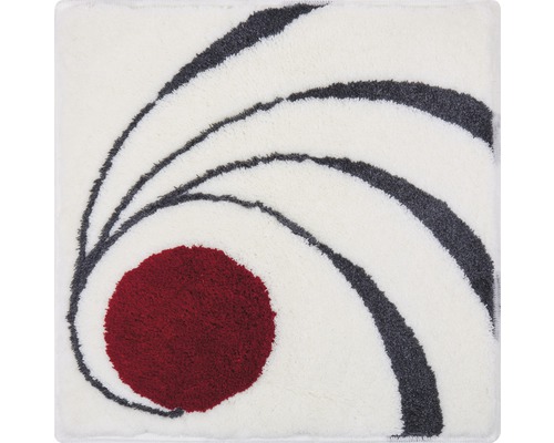 Fyrkantig badrumsmatta med abstrakt mönster av cirklar och linjer