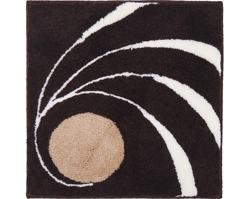 Fyrkantig matta med abstrakt mönster i brunt och vitt