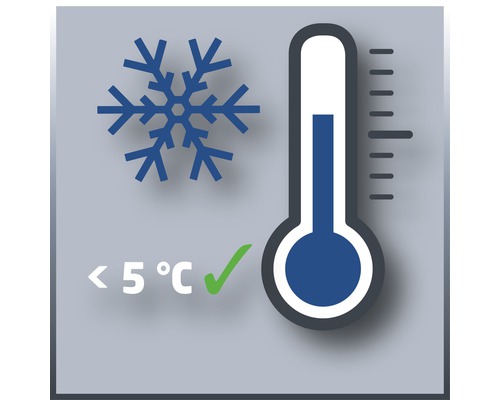 Symbol för förvaring under 5 grader Celsius med snöflinga och termometer