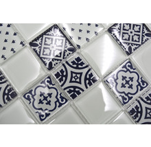 Mosaikplattmönster med geometriska och blommiga motiv