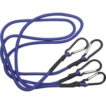 Blå elastisk lina med tre karbinhakar