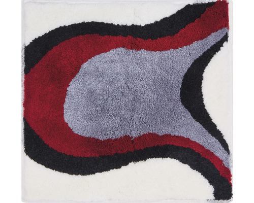 Fyrkantig matta med abstrakt mönster i grått, rött och svart