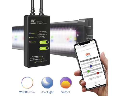 Juwel HeliaLux SmartControl med akvariumbelysning och smartphone-app för styrning av WRGB, månsken och solnedgång