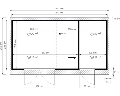 Ritning av ett rum med mått