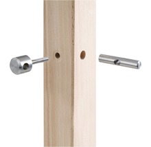 Trästolpe med anslutningsbeslag i rostfritt stål