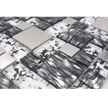 Mosaikplatta med glas- och metallelement