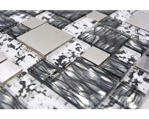 Mosaikplatta med glas- och metallelement
