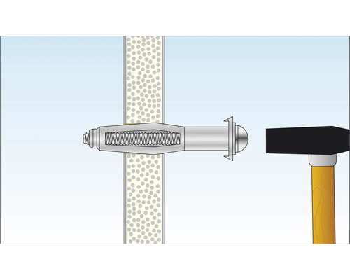 Illustration av installation av gipsskiveplugg med hammare
