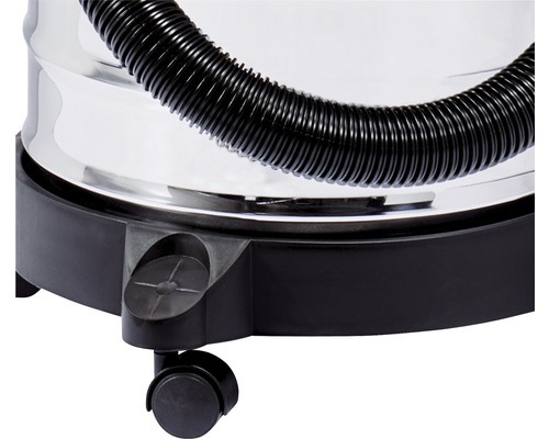 Detaljvy av en dammsugare med slang och hjul