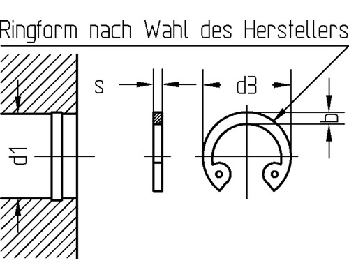 Teknisk ritning av en låsring med mått
